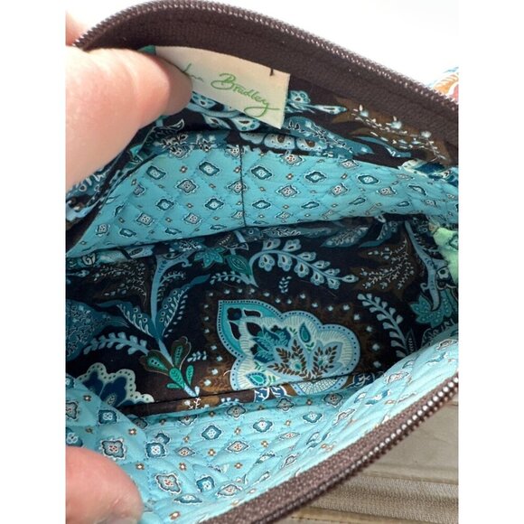 Vera Bradley Retired Java Blue Small Quilted HandBag Purse Brown Floral Paisley - Picture 8 of 9